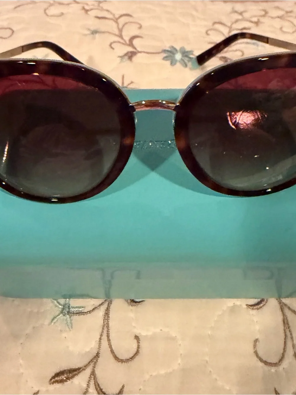 Tiffany & Co. Round Tortoiseshell Sunglasses with Brown Gradient Lenses